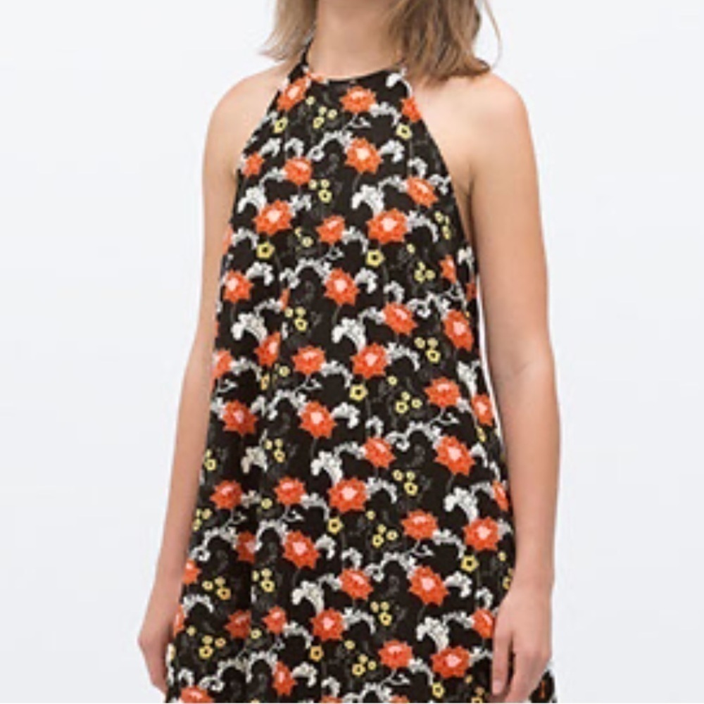 Zara Trafaluc Floral Halter Dress Size Small | Inventory ID: H30